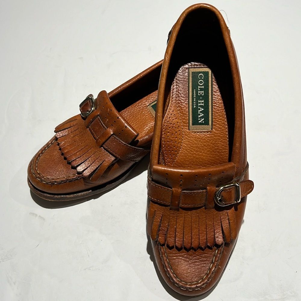 Cole Haan Brown Leather Kiltie Loafers